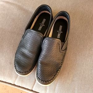 EUC MINNETONKA Women’s Black Pacific Leather Slip Ons Size 10